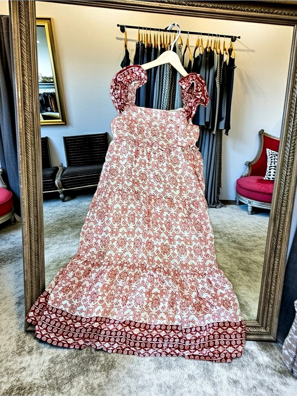 blu pepper Floral Maxi Dress in Pink & White Size Medium